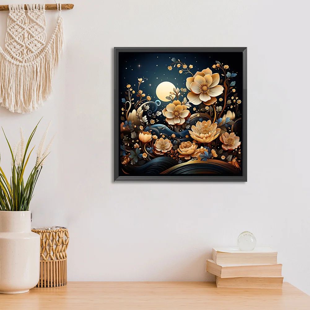 Full Round Diamond Painting 30*30cm - Fantasy Flowers