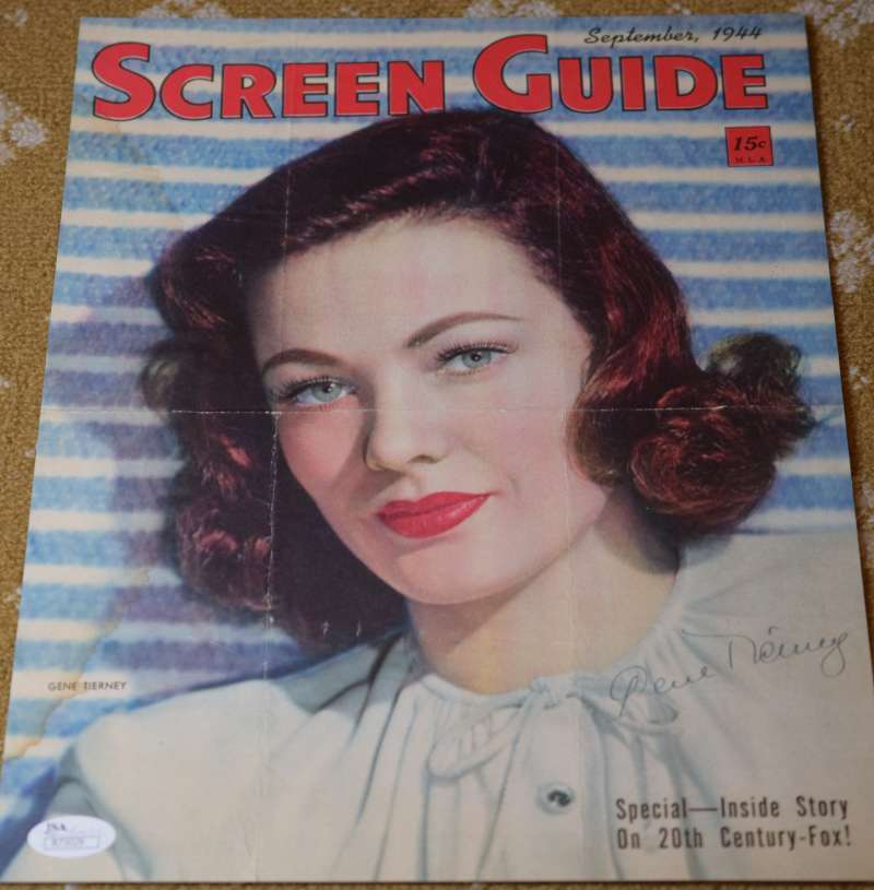 Gene Tierney Jsa Signed 1944 Cover 13x10 Photo Poster painting Authenticated Autograph