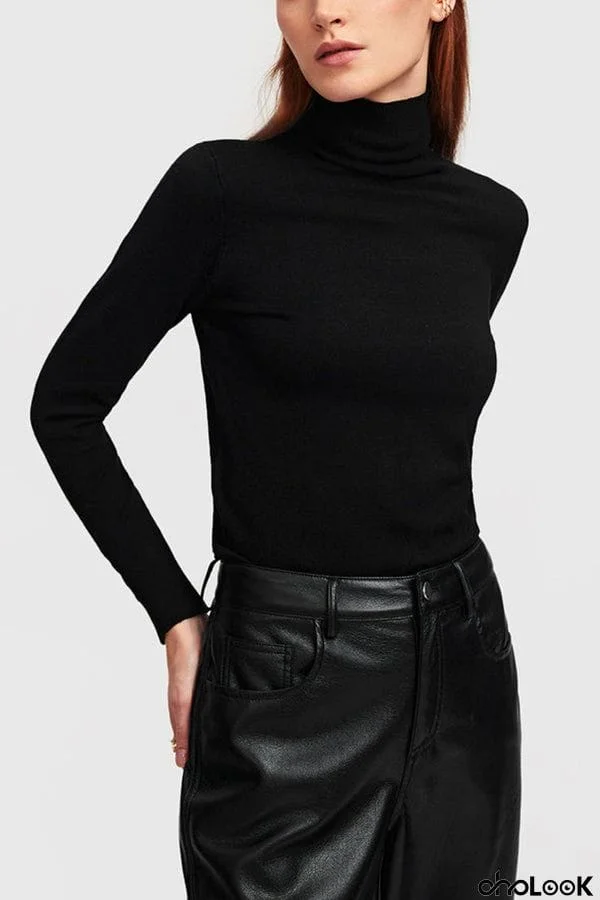 Basic Mock-Neck Knit Sweater