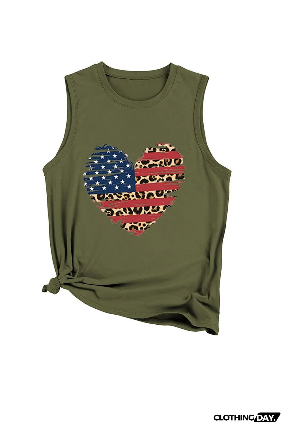 Peach Heart Flag Graphic Sleeveless T-shirt