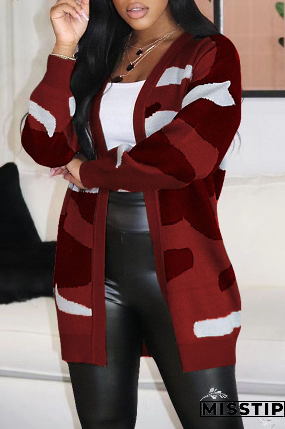 Green Casual Print Camouflage Print Patchwork Outerwear