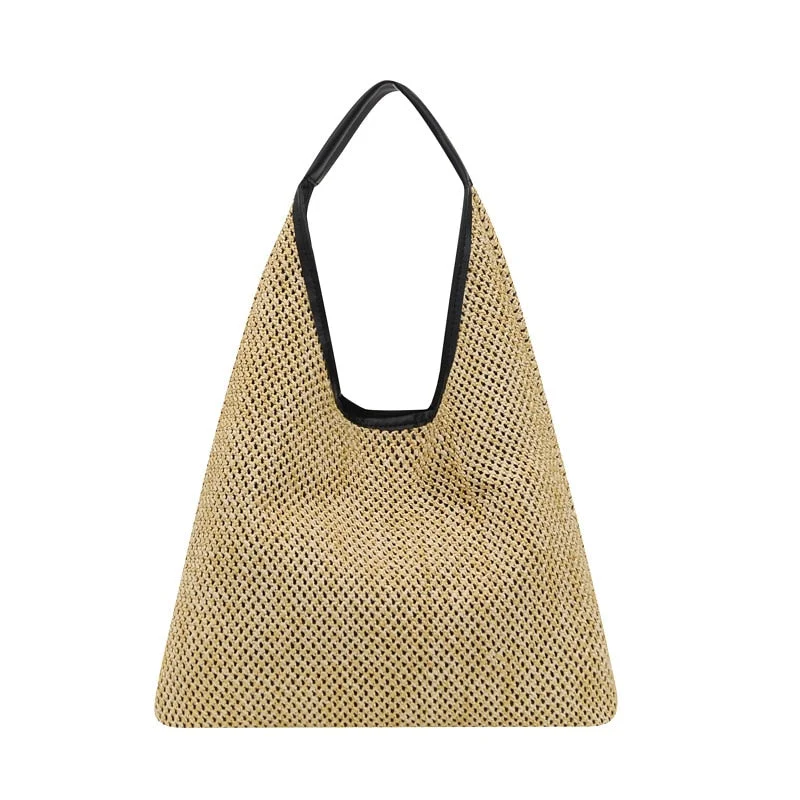 Vintage  Summer Women Durable Weave Straw Beach Bags Linen Woven Bucket Bag Grass Casual Tote Handbags Knitting Rattan Bags