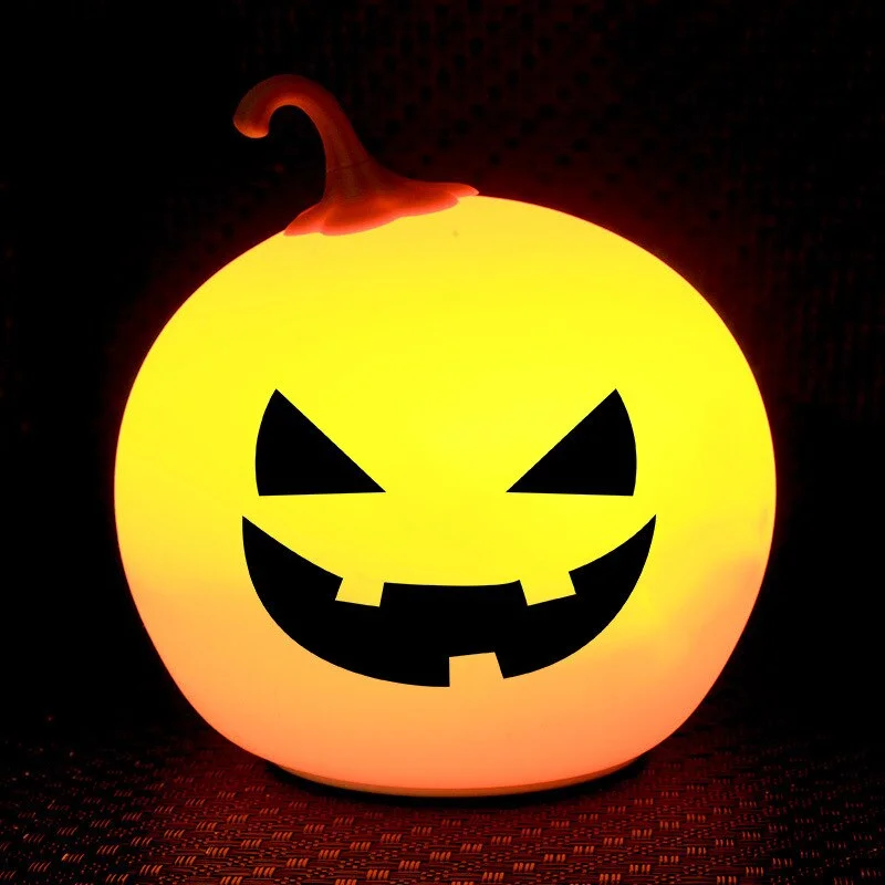Xpoko Led Halloween Pumpkin Pat Lights Usb Holiday Atmosphere Decoration Lights Touch Control Three Colors Dimming Bedroom Decoration
