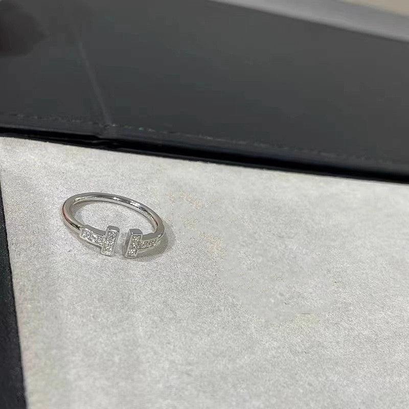 Copper 18K Gold Plated Rose Gold Plated White Gold Plated Inlay Geometric Zircon Open Rings