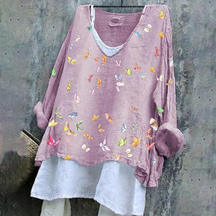 Cotton Linen Printed Top Two Piece Set