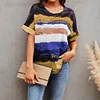 Gioiacombo&trade; 2022 T-shirt manica corta a righe di colore sfumato di estate delle donne