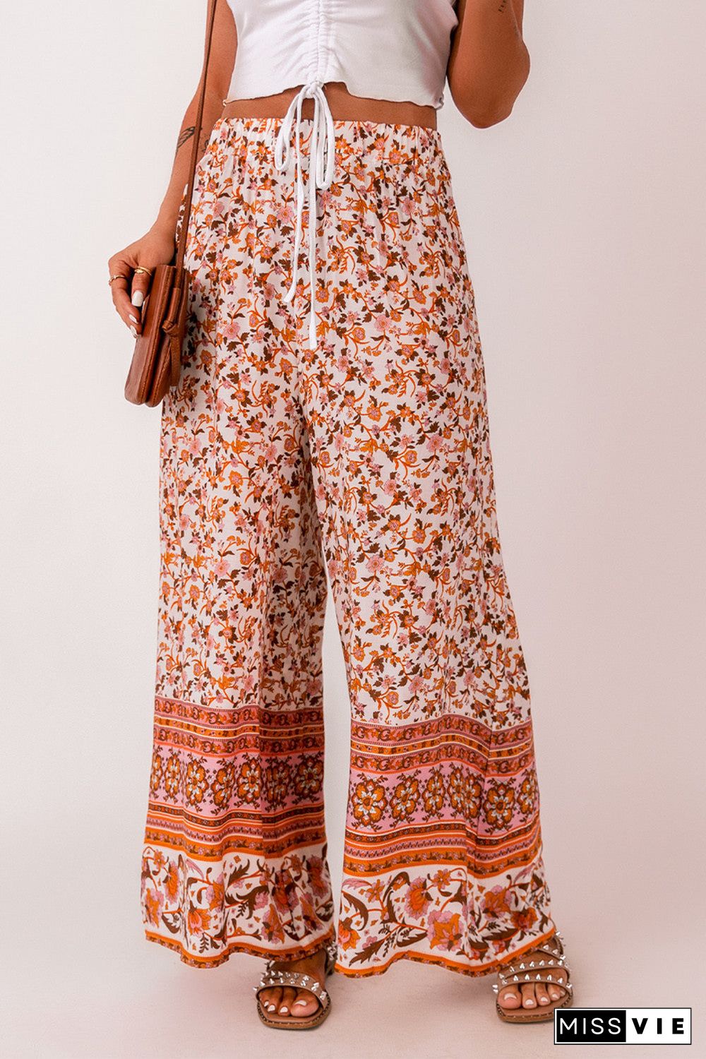 Boho Floral Wide Leg Palazzo Pants