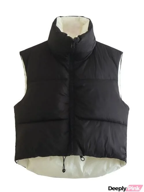 Zip Up Drawstring Reversible Vest
