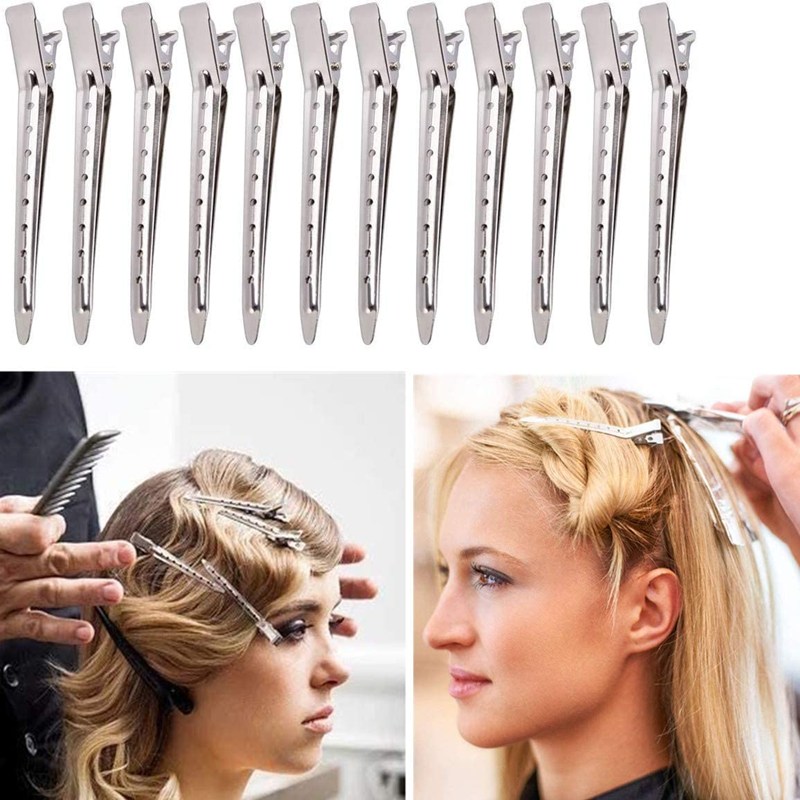 

12Pcs Hairpin Alloy Hair Clip Positioning Partition Clip Makeup Tool, 501 Original