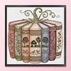Books Pumpkin Landscape Full 14CT DIY Stamped Cross Stitch Kits 15.75x15.75inch Embroidery Needlepoint Starter Kits Cross Stitch Art and Crafts Kits for Beginners Adults Home Decor