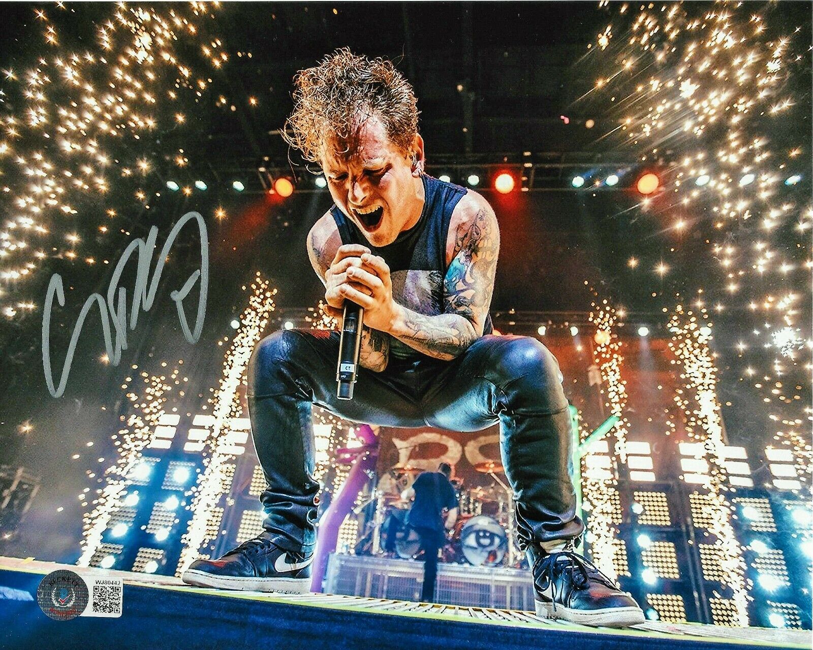 COREY TAYLOR SIGNED SLIPKNOT 8x10 Photo Poster painting E BECKETT COA STONE SOUR BAND MASK CMFT