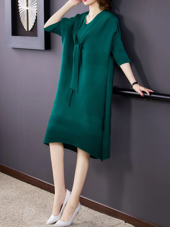 Fashion Pleated Mid-length Dress
