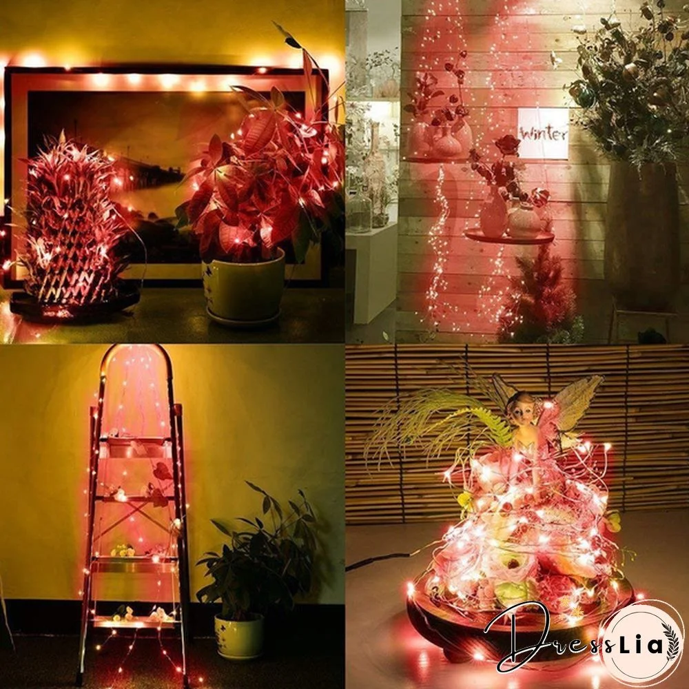 300/200/100/50/10 LED 9COLORS Creative Waterproof 8 Modes Solar Powered Copper Wire String Lights for Outdoor Indoor Home Garden Party Wedding Patio Tree Christmas Decoration