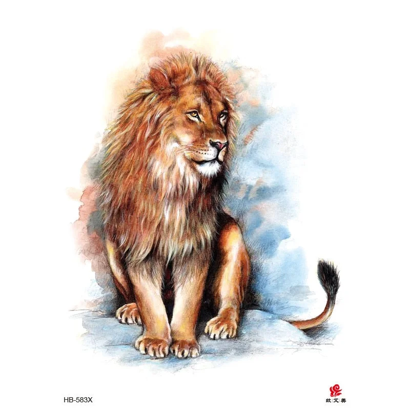 Lion Tiger Cool Temporary Tattoo Sticker Fashion Wolf Waterproof Animal Body Art Arm Tatto Fake Removable Tatoo for Men Women