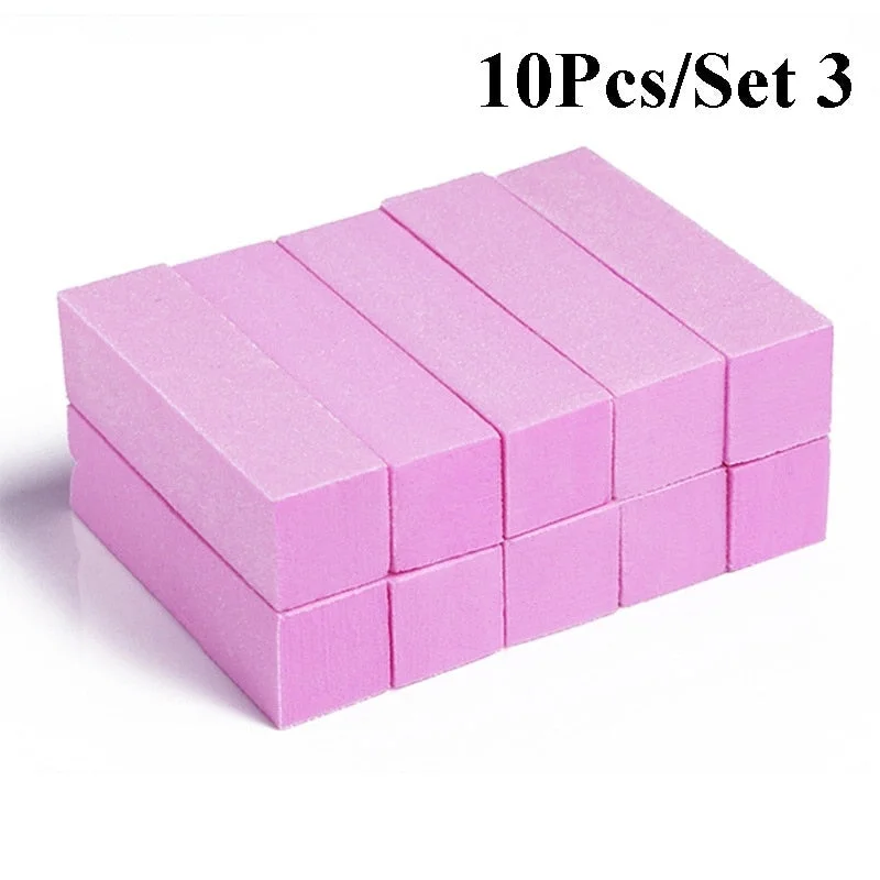 10pcs/lot Mini Sponge Nail File Colorful Sanding Buffer UV Gel Polish Set Block Nail Files Double Side Nagel Nail Art Tools-Nail Inspo