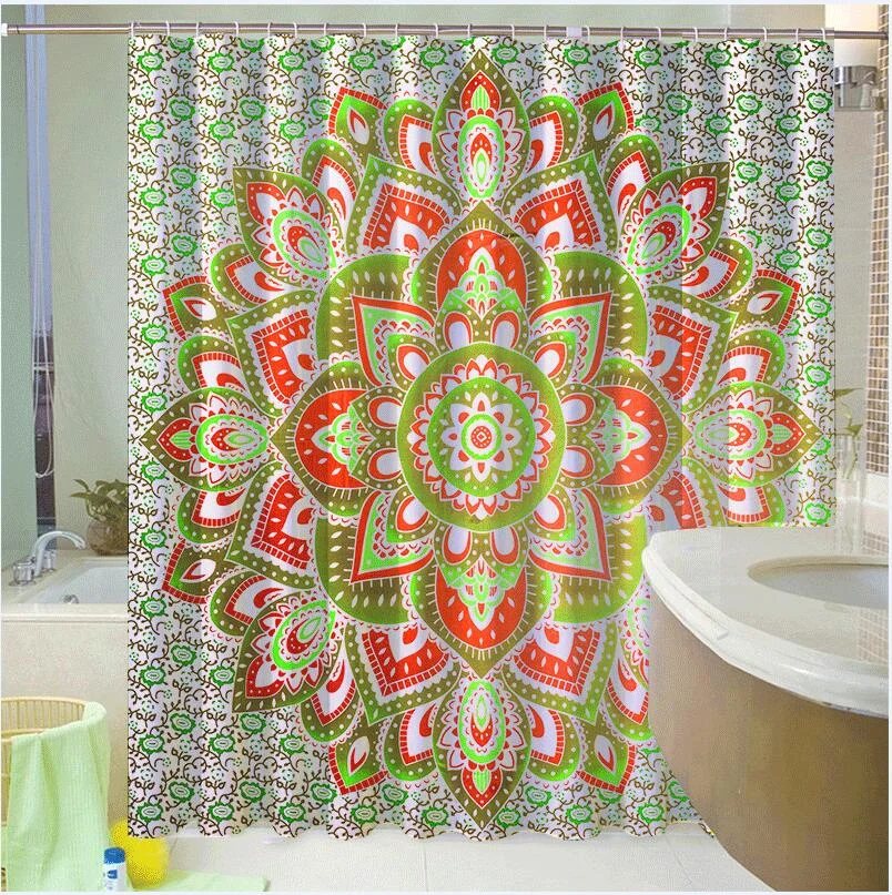 Mandala Shower Curtain Waterproof Floral Bohemian Bath Accessories for Bathroom Waterproof Fabric Shower Curtain