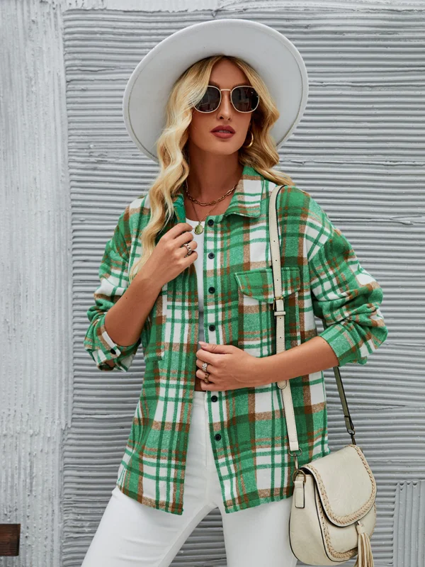 New fashionable plaid woolen jacket for autumn and winter Flusfy