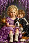 Luxury AB Velvet Diamond Painting Kit - Child and Puppy
