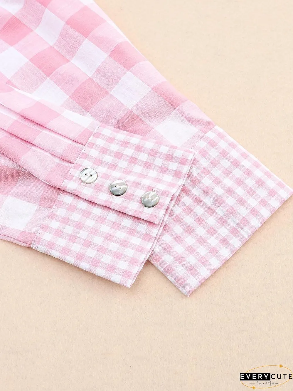 Cute Pink and White Plaid Shirt