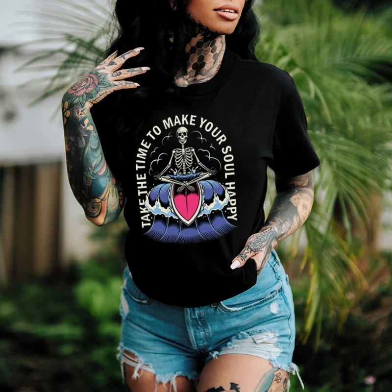 Take The Time To Make Your Soul Happy Printed Women's T-shirt -  