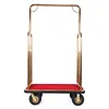 [US Local Warehouse] Hotel Luggage Cart 39Lx19Wx68H Inch Bellman Cart with 881lb Load Capacity 8-inch Silent Rubber Casters Carpet Deck Bumper Rails Hotel Service Trolley for Commercial Use Condos Resorts