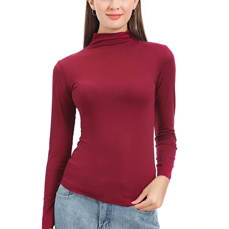 Plus Size Turtleneck Sweater Women Winter Autumn Long Sleeve Elasticity Bottoming Tops Solid Color Slim Fit Warm Knit Pullovers