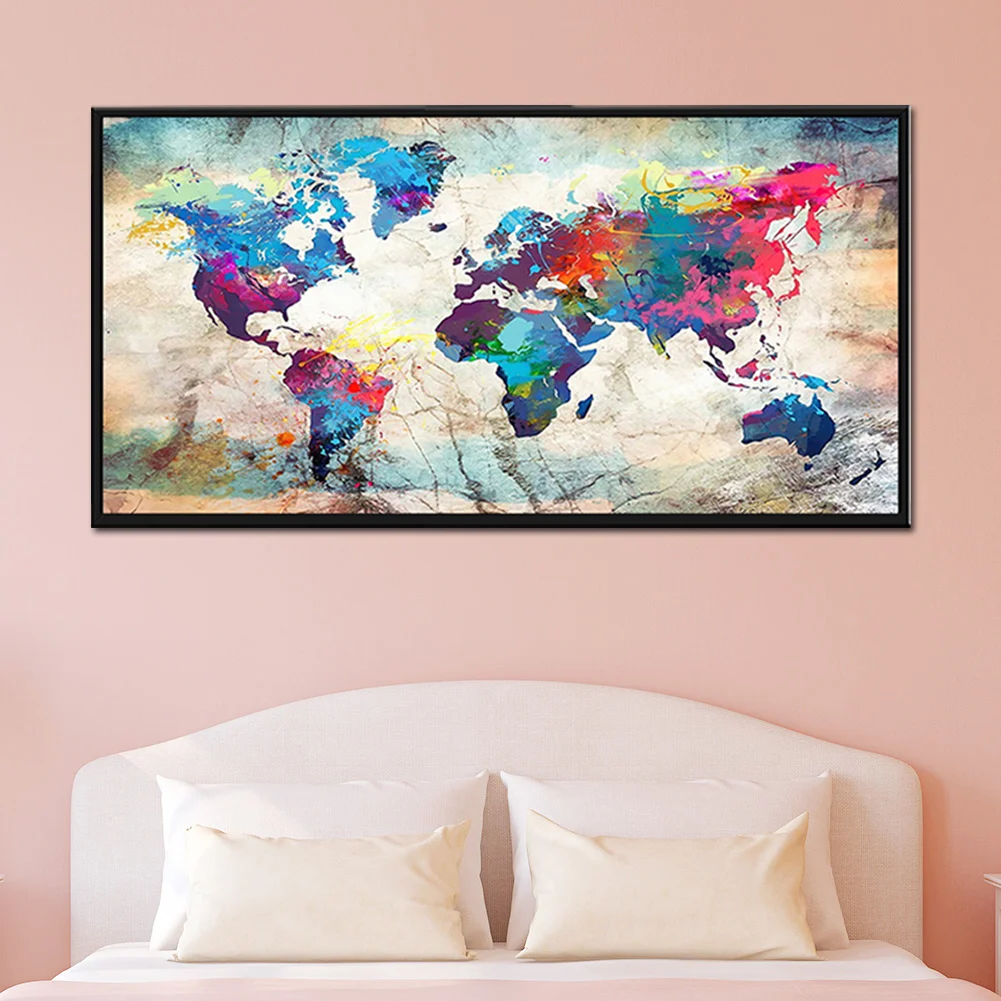 Diamond Painting - Full Square Drill - Color World Map(80*40cm)
