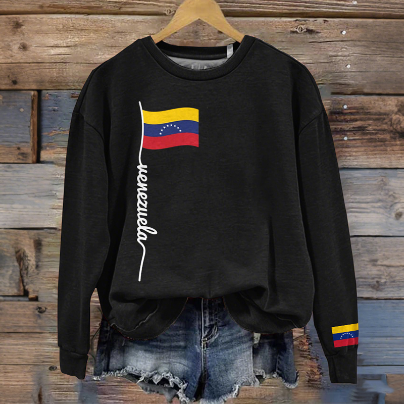 Women's Venezuela Flag Inspired Crew Neck Sweatshirt artswardrobe