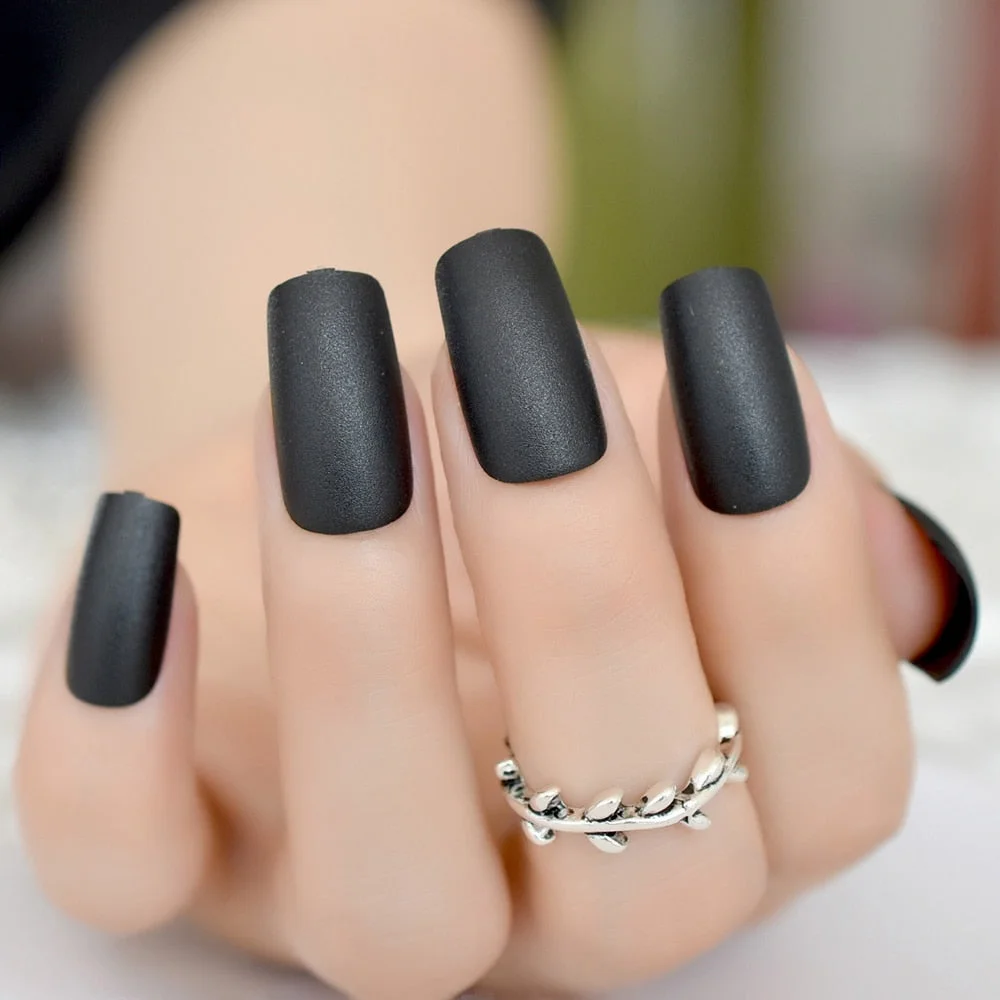 Gorgeous Cream False Nails Long Iridescent Matte Fake Nails Frost Art Design DIY Full Free Artificial False Nails 24-Nail Inspo