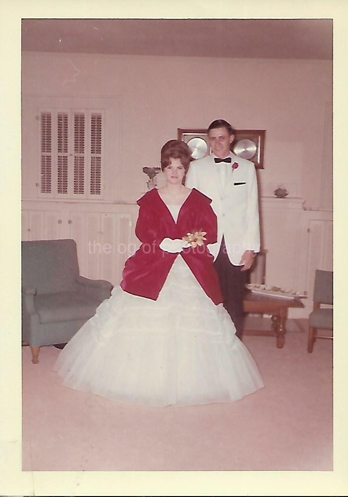 FOUND Photo Poster paintingGRAPH Color FORMAL COUPLE Original Portrait GIRL BOY 1960's 112 24 Q