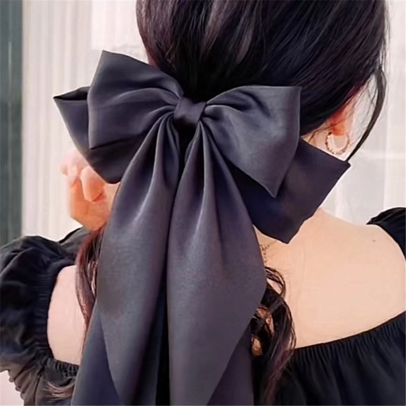 Sweet Cute Long Ribbon Double Bows Satin Hairpin