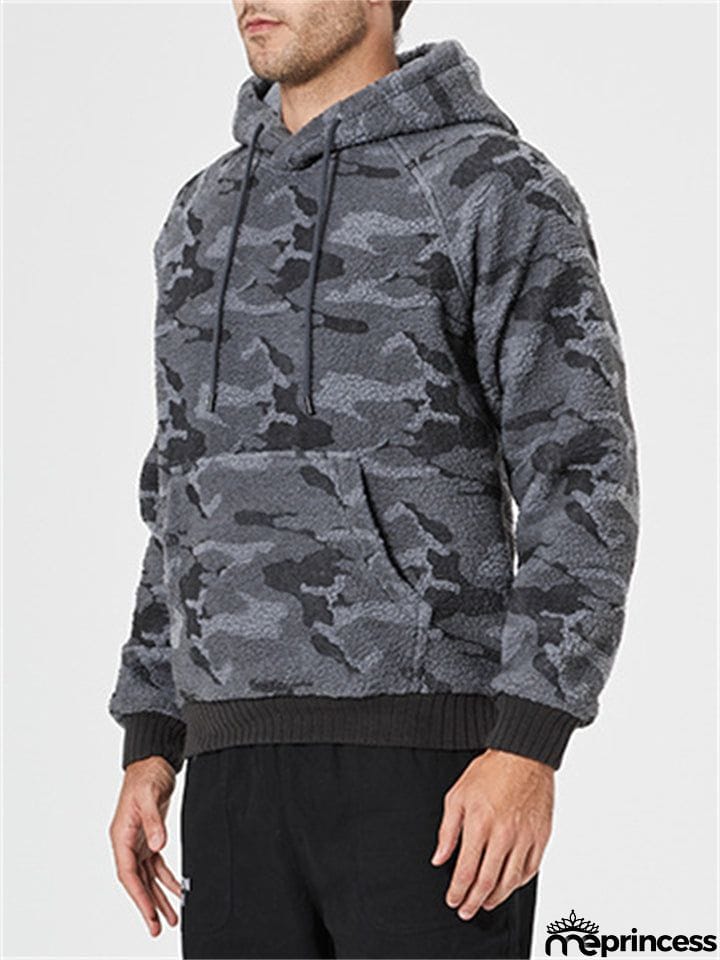 Men's Casual Hooded Camouflage Print Loose Winter Sweatshirt