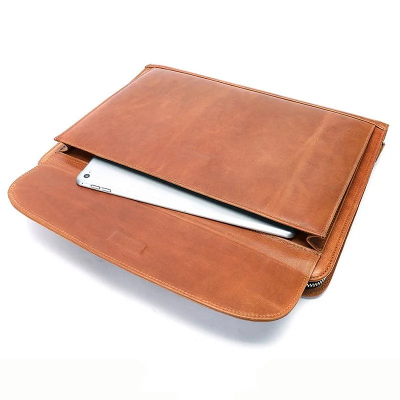 Vintage Leather Business Large-Capacity Clutch