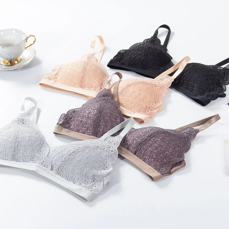 Cute Lace Push Up Bra Seamless Girls Bras Women Brassiere Ladies A B Cup Lingerie Comfort Bralette Thin Underwear Female