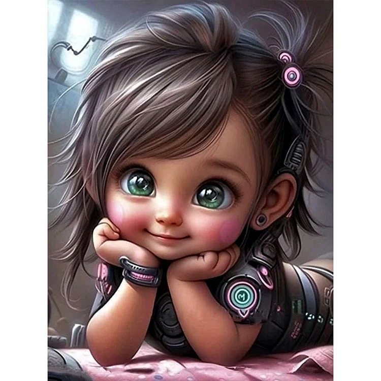 Sweet Cool Girl 30*40CM (Canvas) Full Round Drill Diamond Painting gbfke