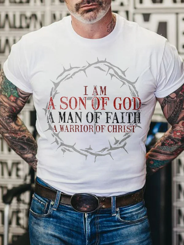 I Am A Son Of God A Man Of Faith Print Men's T-shirt