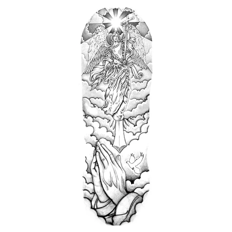 Sdrawing Tattoos Arm Sleeve Man Skeleton Hand Tiger Fish Fox Animal Stickers Supernatural Fake Tattoo Evil For Men Waterproof 1028-0