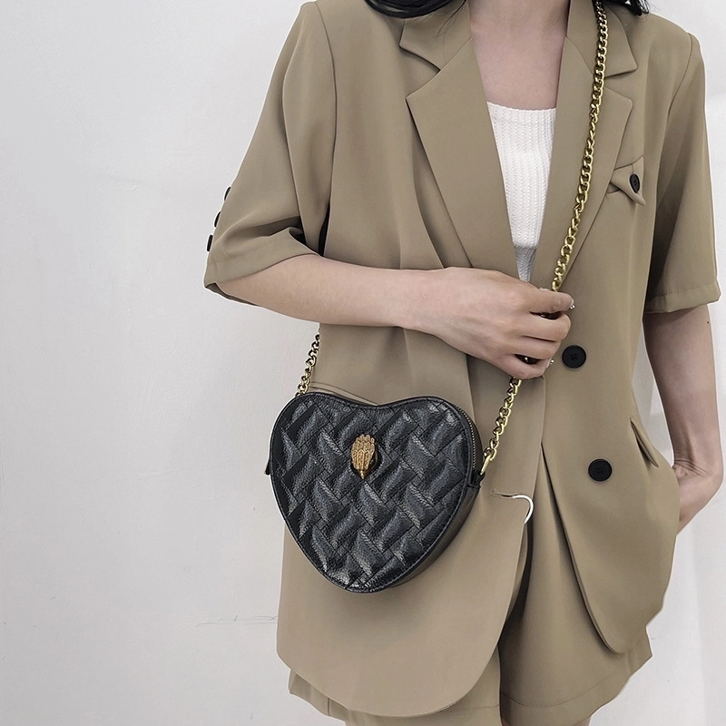 Women’s Small Pu Leather Solid Color Streetwear Heart-shaped Zipper Shoulder Bag Crossbody Bag