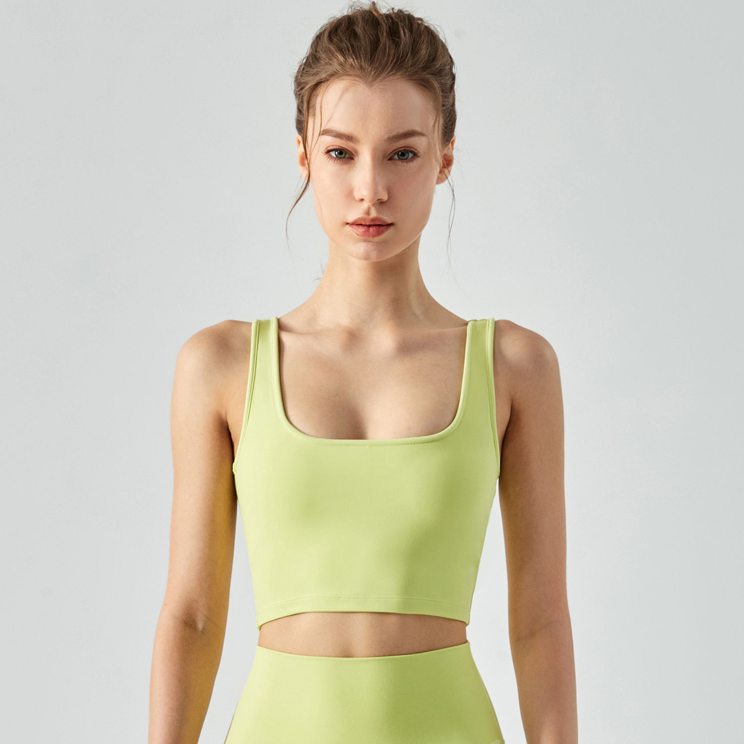 Buy Hergymclothing Lime Green 8 ways stretch fabric high support shock absorber eco friendly ethical sports bras with removable cups at an affordable price