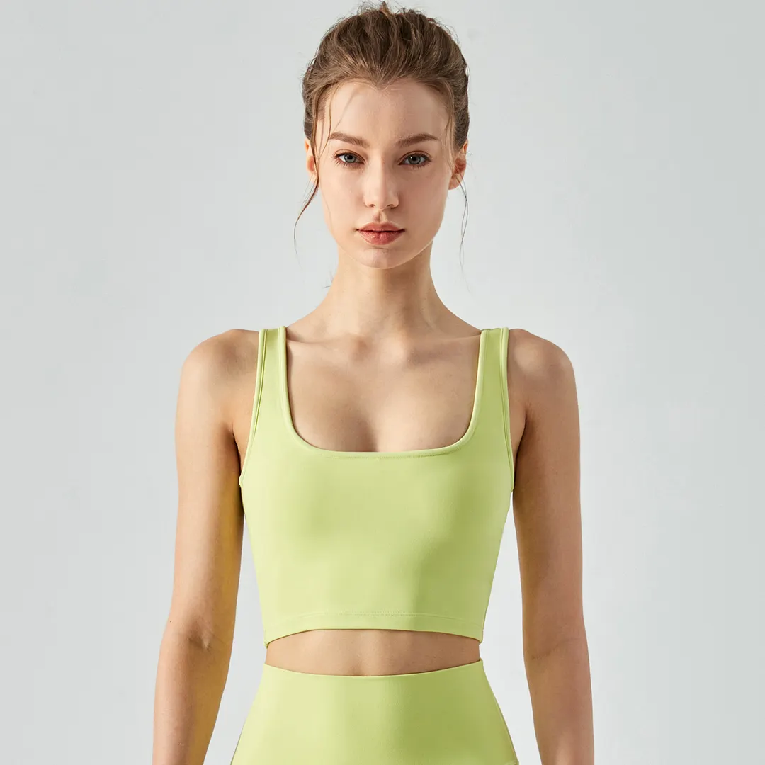 Buy Hergymclothing Lime Green 8 ways stretch fabric high support shock absorber eco friendly ethical sports bras with removable cups at an affordable price