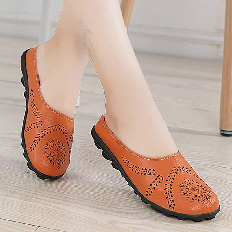 Women Flats Summer Women Genuine Leather Shoes Slippers Slip On Flat Shoes Women Leather Oxford Chaussures Femme Casual Loafers