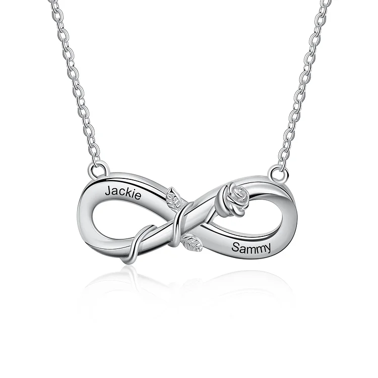 Personalisierte 2 Namen Infinity Rose Halskette