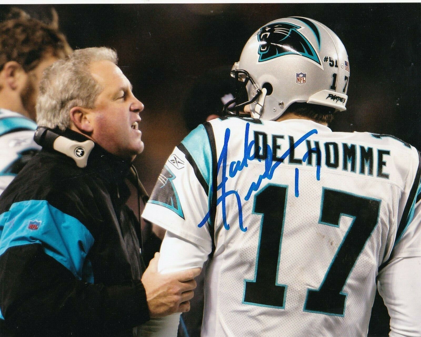 JAKE DELHOMME CAROLINA PANTHERS ACTION SIGNED 8x10