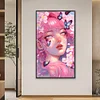 Diamond Painting -DIY Round Partial AB Drill Pink Butterfly Girl(45x75cm)