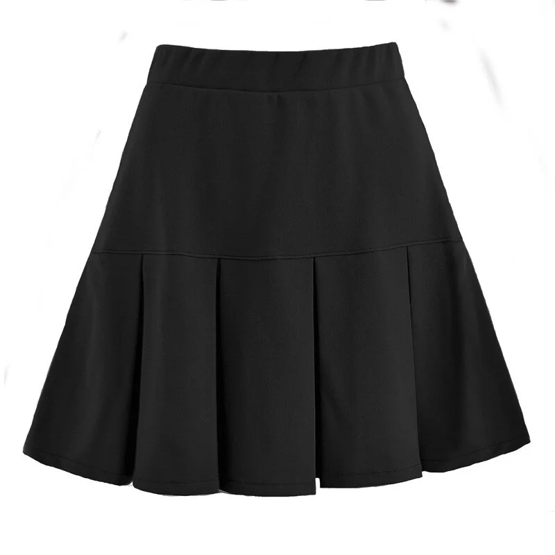 Women High Waist Pleated Skirts Slimming Fall Spring Summer Bottoms Clothes Solid Casual Sweet Ladies Sweet A-Line Mini Skirt