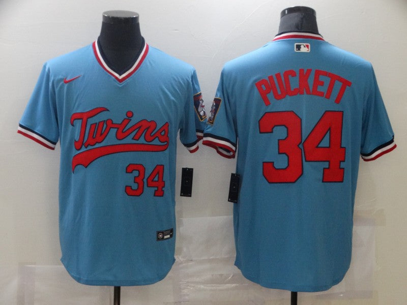 Men's Minnesota Twins Kirby Puckett #34 Blue Replica Player Jersey mysite