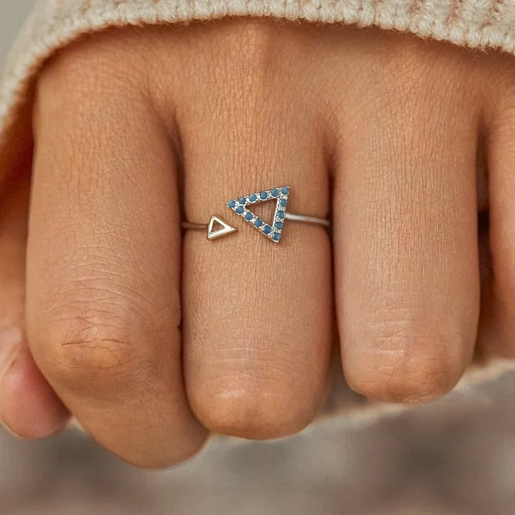 We Are Like a Really Small Tribe Aquamarine Blue Triangle Ring