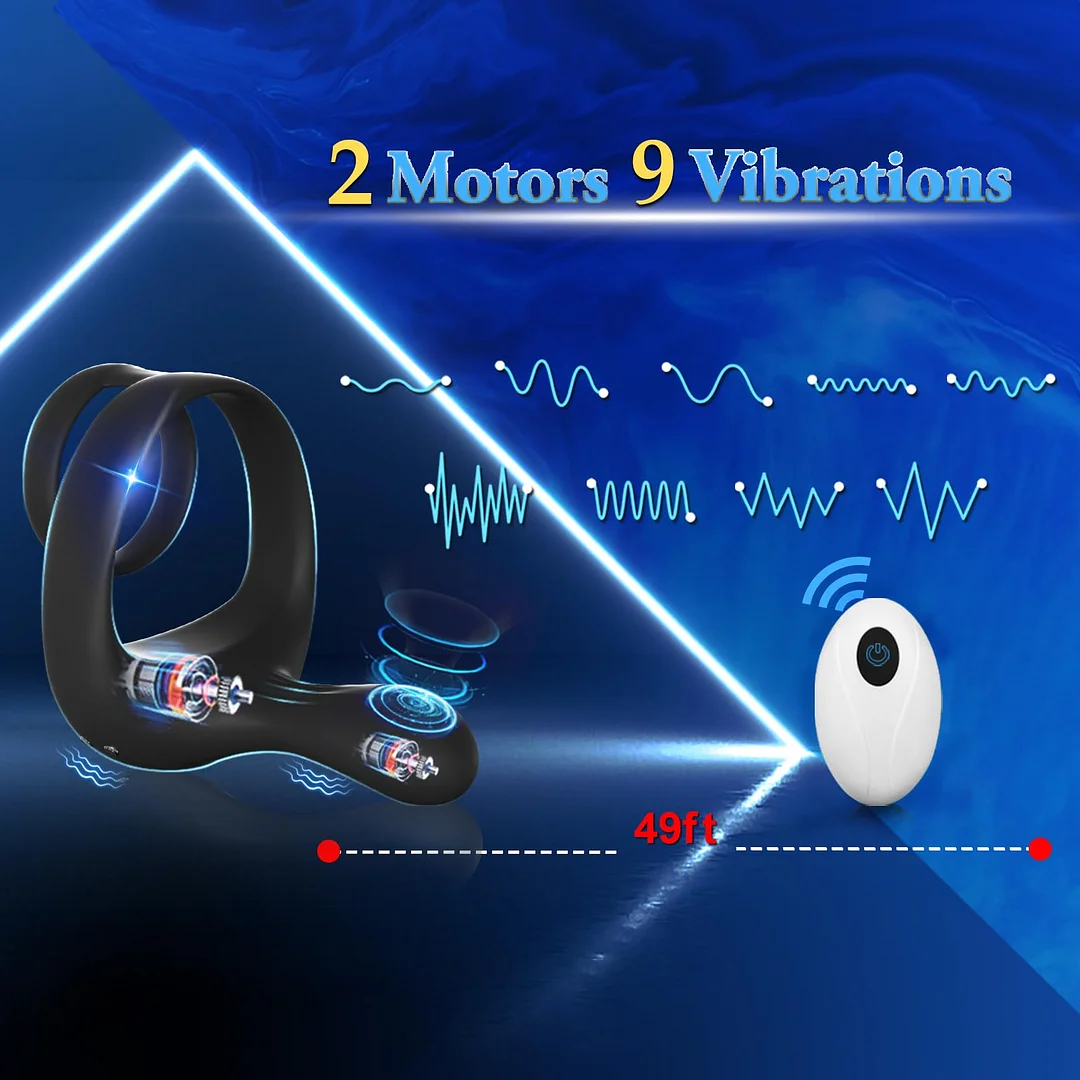 Vibrating Cock Rings Taint Stimulator With Dual Motors 9 Vibrations