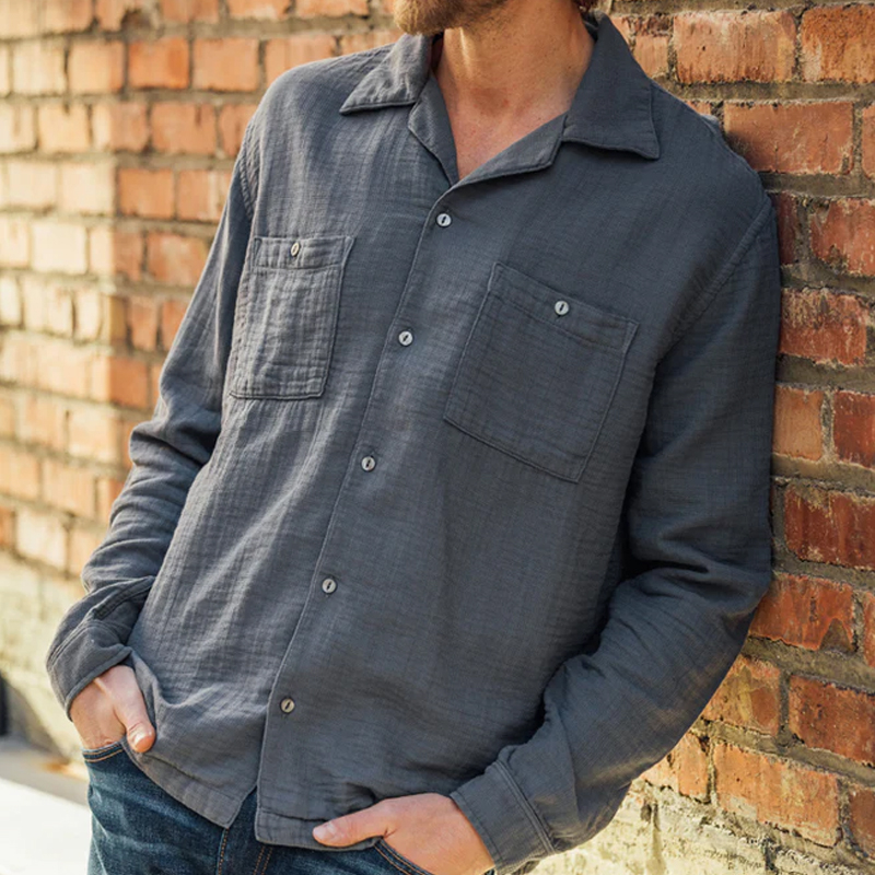 Men's Vintage Charcoal Grey Double Gauze Shirt