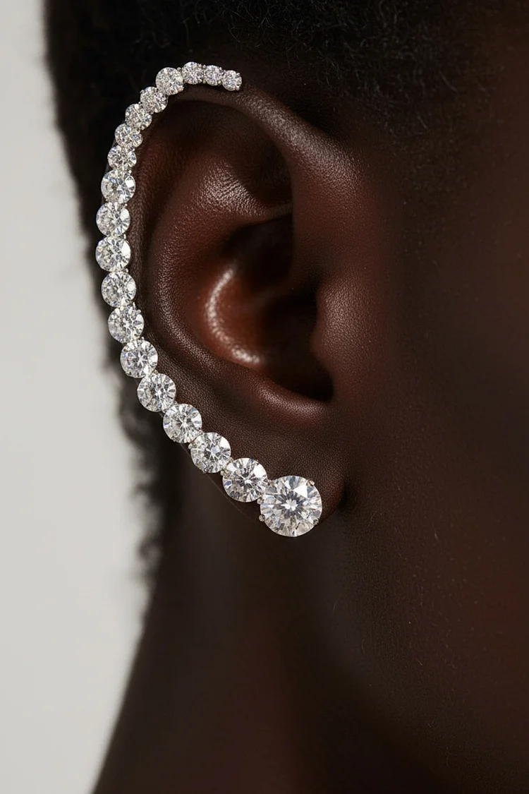 Fashion Silver Rhinestone Geometric Earrings 2024 - Xpluswear